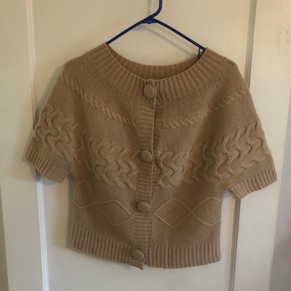 ✨excellent shape✨ Beautiful Tan Lambswool Buttonup Sweater - MED - Picture 4 of 9